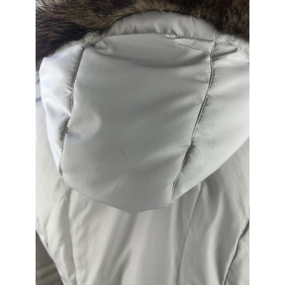 Calvin Klein Down Puffer Coat Faux Fur Hood Beige Full Zip Women's Size XL - Picture 9 of 15